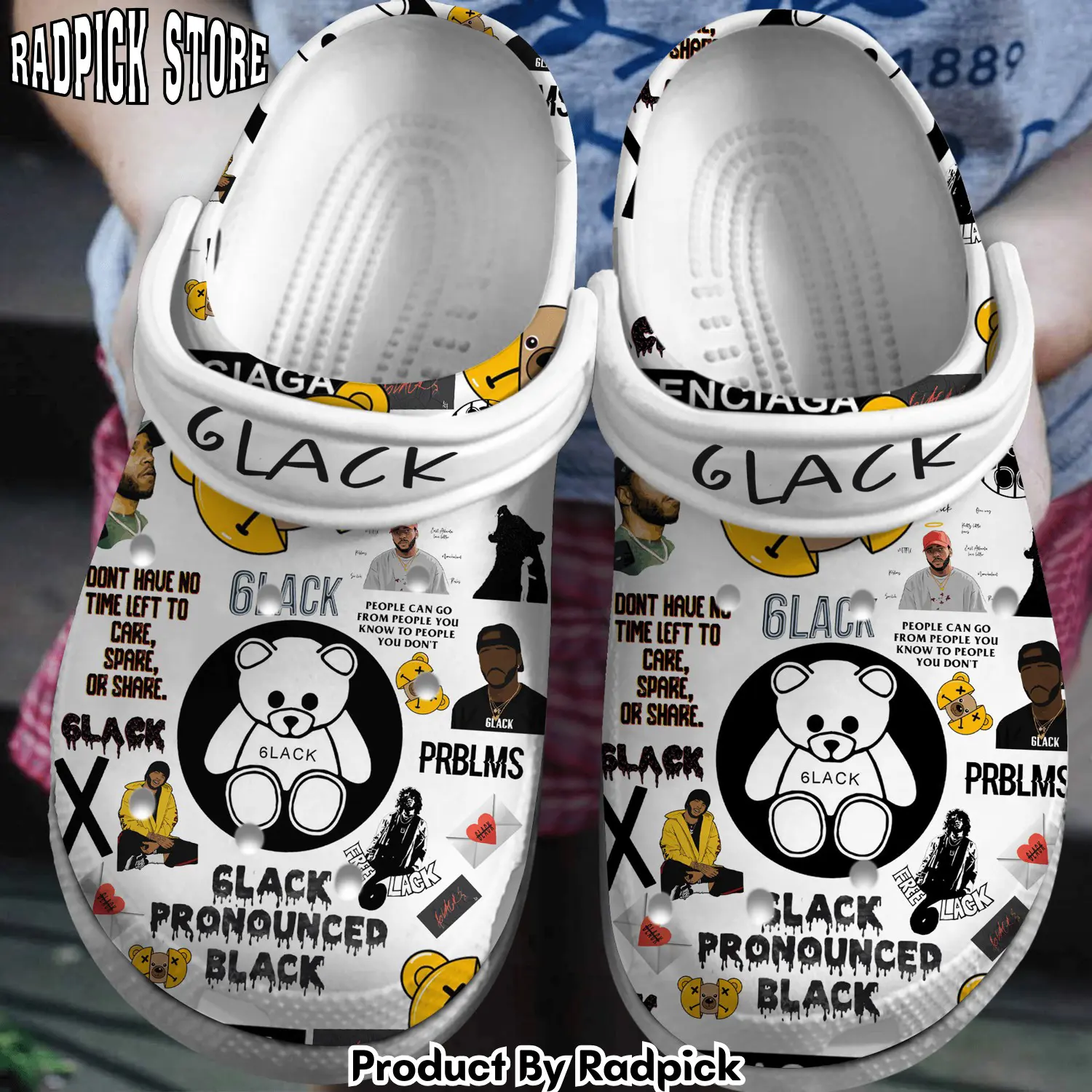 Radpick 6lack pronounced black music crocss crocband clogs shoes comfortable for men women and kids footwearelite exclusive rp6528360